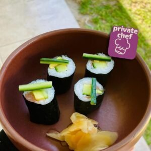 An Assortment of four rolled Sushi pieces