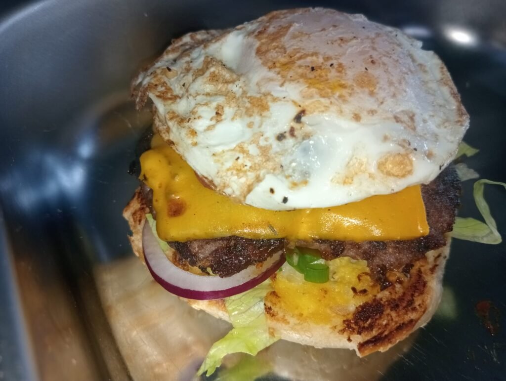 Fully loaded beef burger