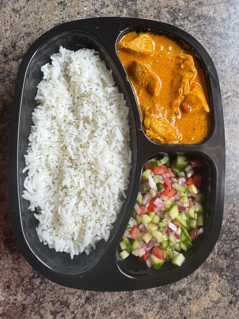 Butter chicken, Basmati rice, salsa