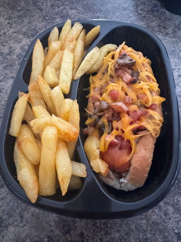 Gourmet hotdog with chips