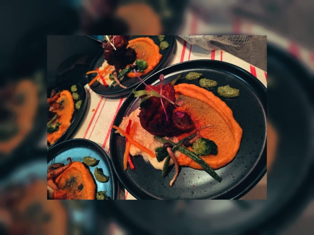 Sous vide Rack of lamb, veg medley and butternut puree