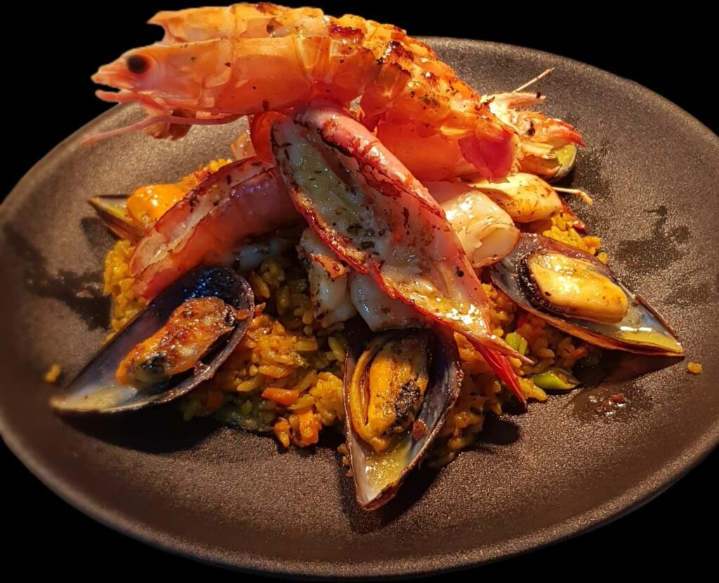Seafood paella