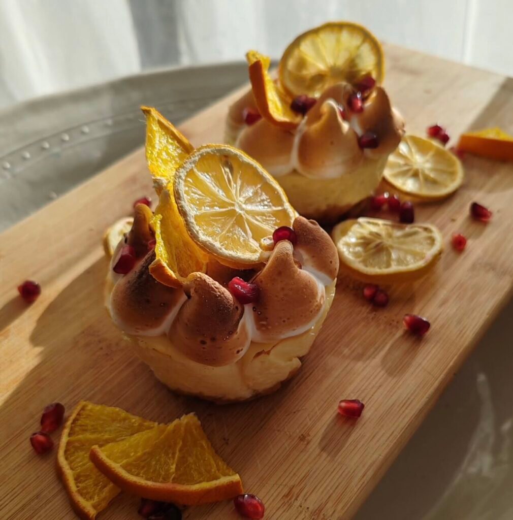 Lemon Meringue Baked Cheesecake portions