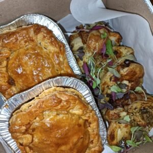 Curry mince pies & smashed garlic baby potatoes