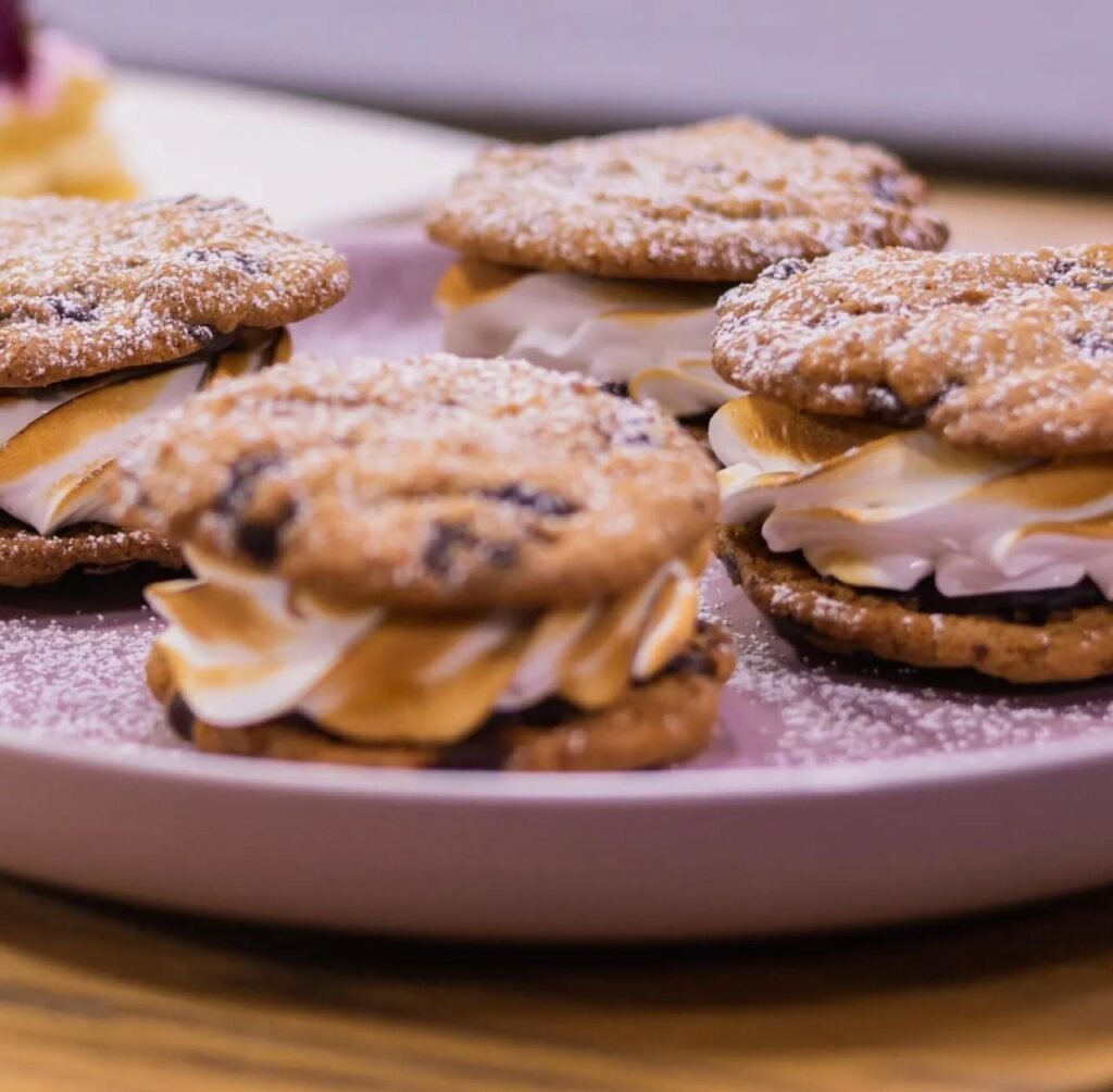 Choc chip smores cookie sandwiches